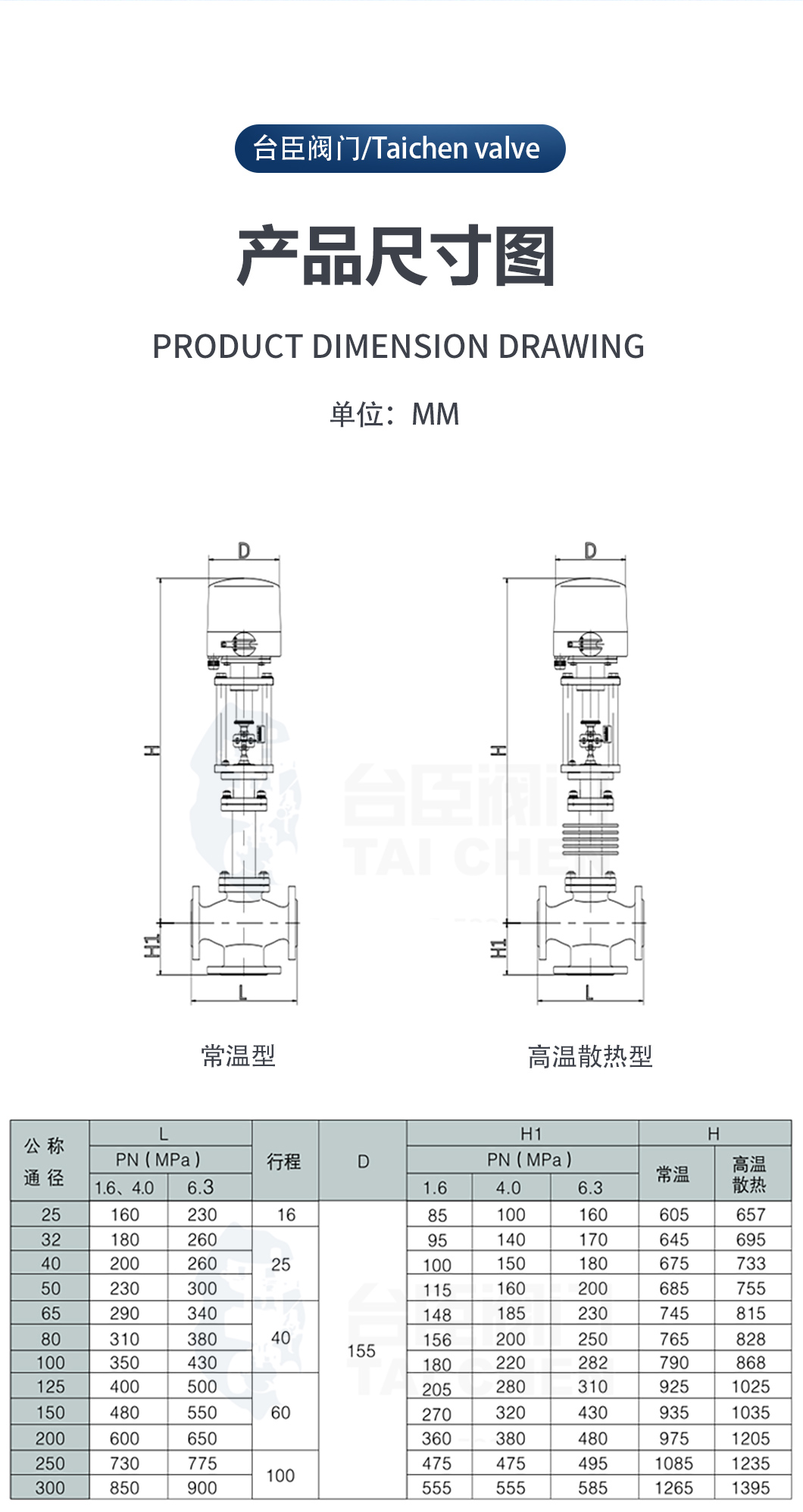 電動(dòng)三通調(diào)節(jié)閥產(chǎn)品尺寸圖